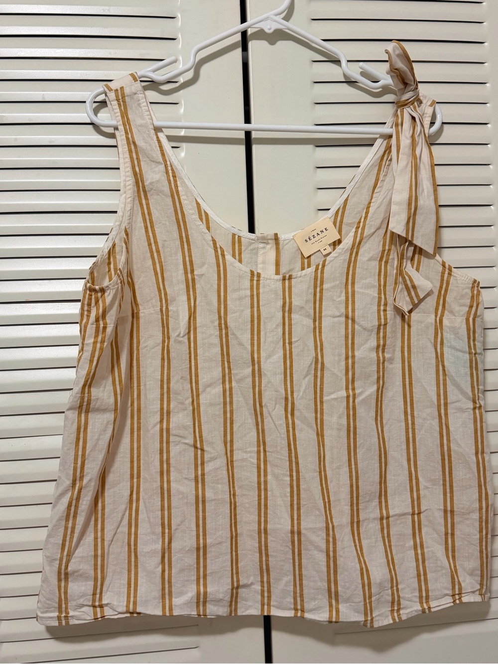 Sezane Rio Top Tie Shoulder Cream & Mustard size 44